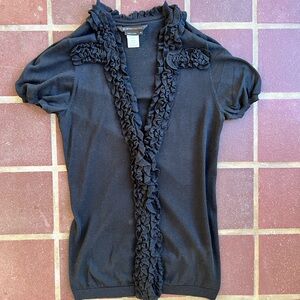 Vintage BCBGMAXAZRIA Silk & Cotton Ruffle Top XS